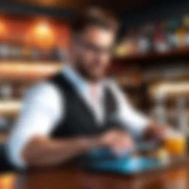 Bartender Pro software on a tablet in a bar environment