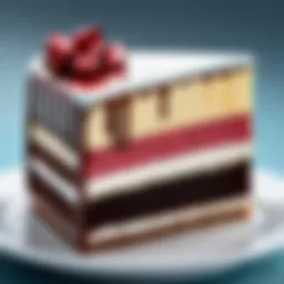Decadent cake slice with a gift card accent