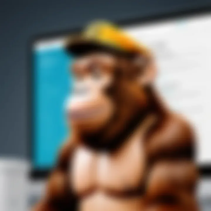 Illustration showcasing Mailchimp survey tools and features