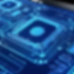 A close-up view of a digital blueprint design on a computer screen.