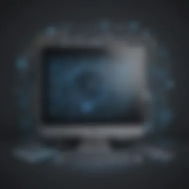 Digital Data Safeguarded by Software Firewall Abstract representation of digital data being safeguarded by a software firewall