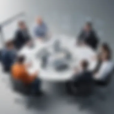 Strategic Financial Discussions at Juniper Financial Diverse group of professionals discussing financial strategies at Juniper Financial