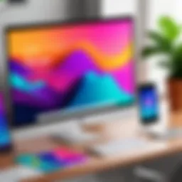 Showcasing a vibrant Adobe XD template in a modern workspace.