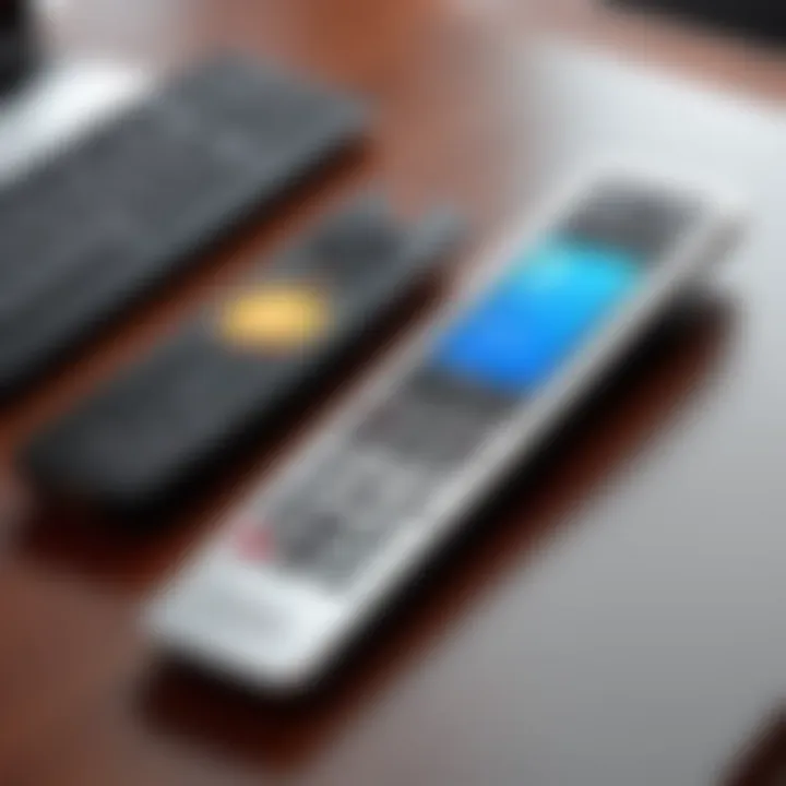 Close-up of advanced technology in desk remote control