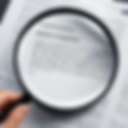 A magnifying glass over a document signifying scrutiny of content