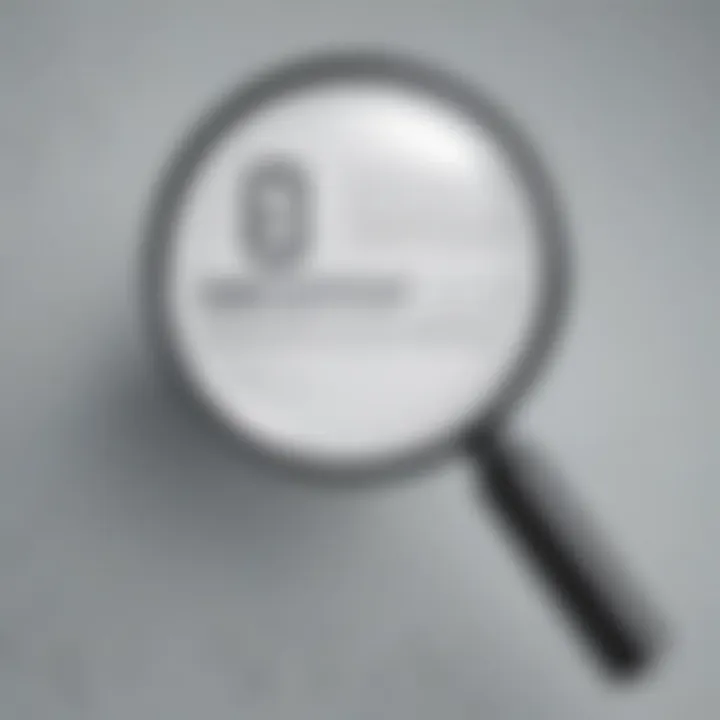 Integrity symbol with magnifying glass