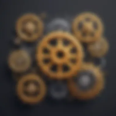 Efficiency Gears Illustration of a network of interconnected gears symbolizing efficiency