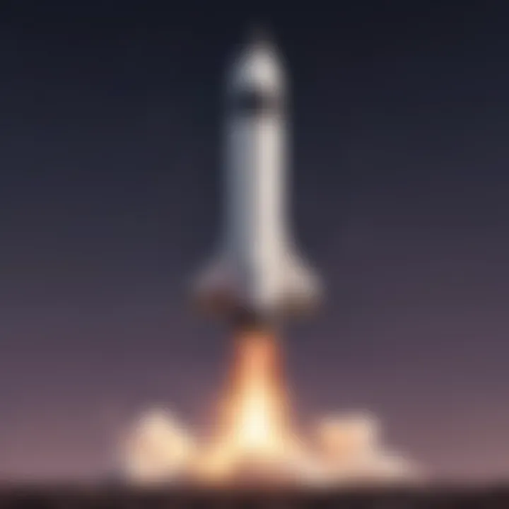 Illustration of a rocket launching into the sky representing progress and achievement