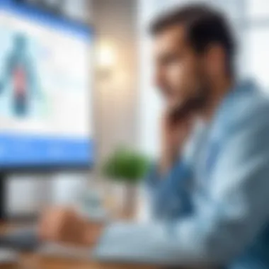 Patient Reflection on Healthcare Decisions A thoughtful individual contemplating healthcare choices based on online reviews