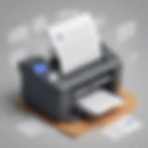 Illustration depicting a printer and a digital task list