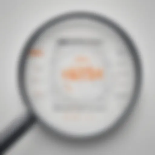 Illustration depicting a magnifying glass focusing on pricing details