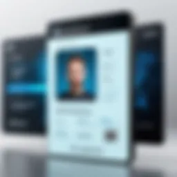 A digital ID card displayed on a screen with security features highlighted